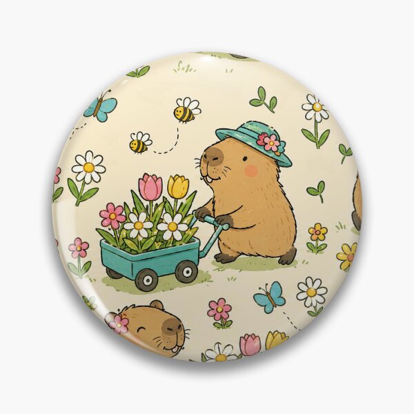 Item preview, Capybara Flower Wagon Pattern designed and sold by Soft Berry Studio.