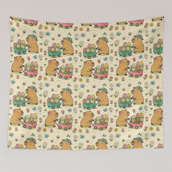 Item preview, Capybara Flower Wagon Pattern designed and sold by Soft Berry Studio.