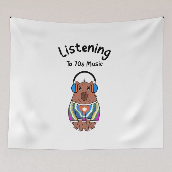 Item preview, Retro Design Capybara Tye Dye Listening To 70s Rock Music designed and sold by Sartoris Art.