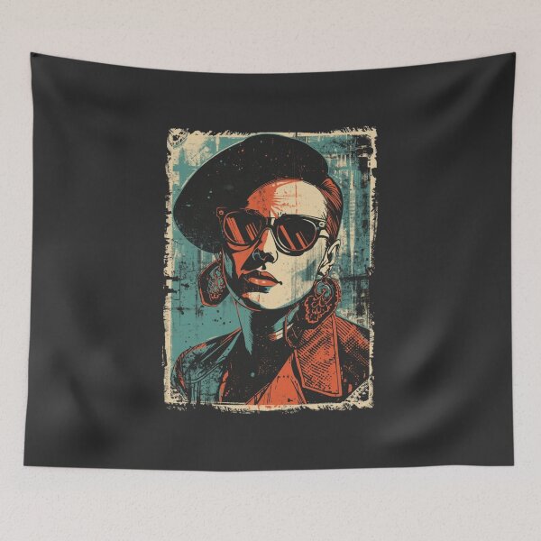 Item preview, Retro Rockabilly Punk Girl Vintage Grunge Graphic designed and sold by ERODED SELF.