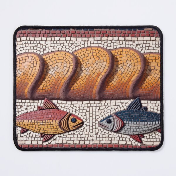 Item preview, Five Loaves and Two Fish Mosaic - Bible Miracle Artwork designed and sold by Pastor Reeves Studio.