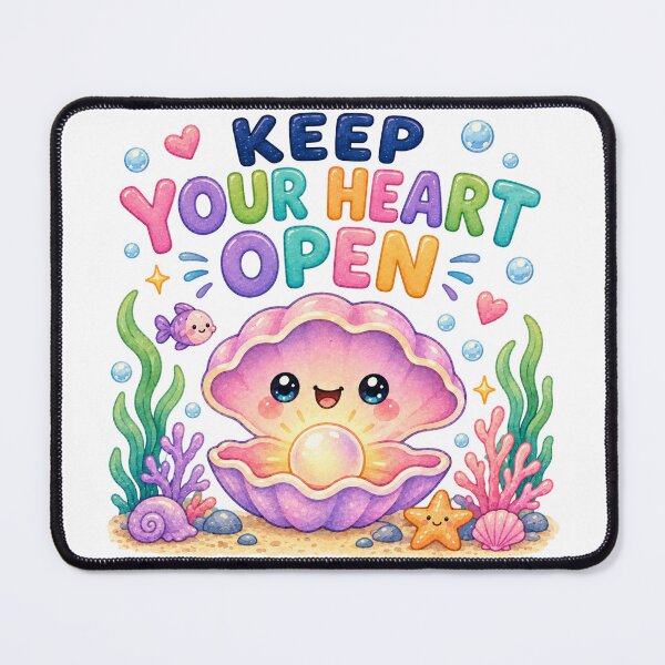 Item preview, Keep Your Heart Open – Cute Kawaii Pearl & Ocean Inspirational Design designed and sold by 1234saad.