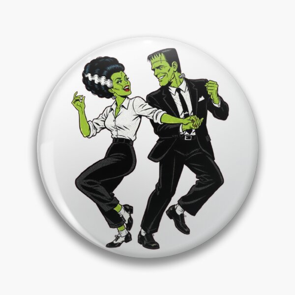 Item preview, Vintage Halloween Frankenstein Monster Mash Dance Couple – Retro Gothic Horror Art designed and sold by WolfmanProphecy.