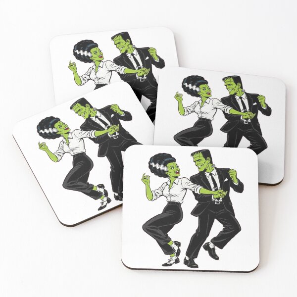 Item preview, Vintage Halloween Frankenstein Monster Mash Dance Couple – Retro Gothic Horror Art designed and sold by WolfmanProphecy.