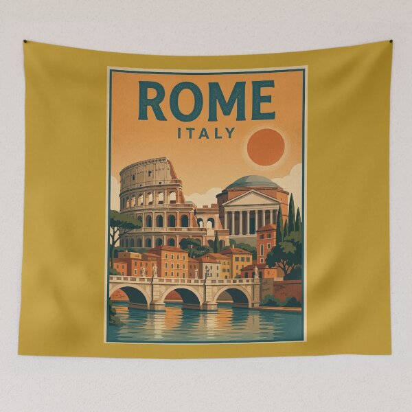 Item preview, Rome Italy Original Custom Vintage Poster Wall Art Design Pillow Gift designed and sold by Cool Robot Bro..