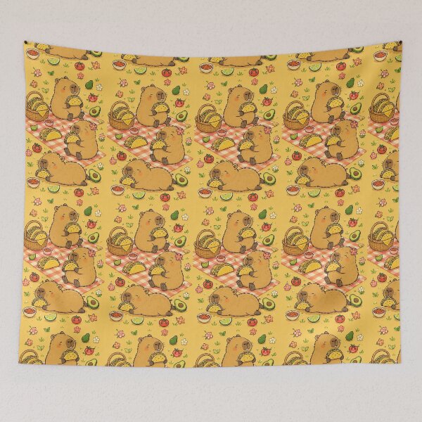 Item preview, Capybara Taco Picnic Pattern designed and sold by Soft Berry Studio.