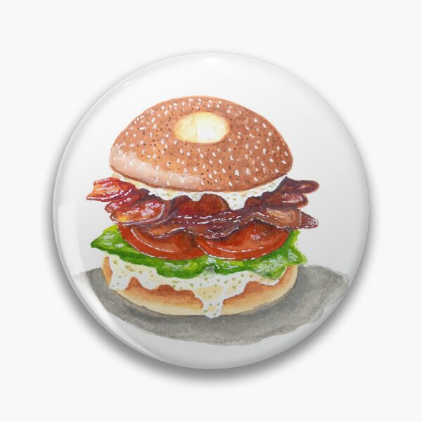 Item preview, Bagel Sandwich Bacon – Watercolor Food Art designed and sold by Lyannaadesign.