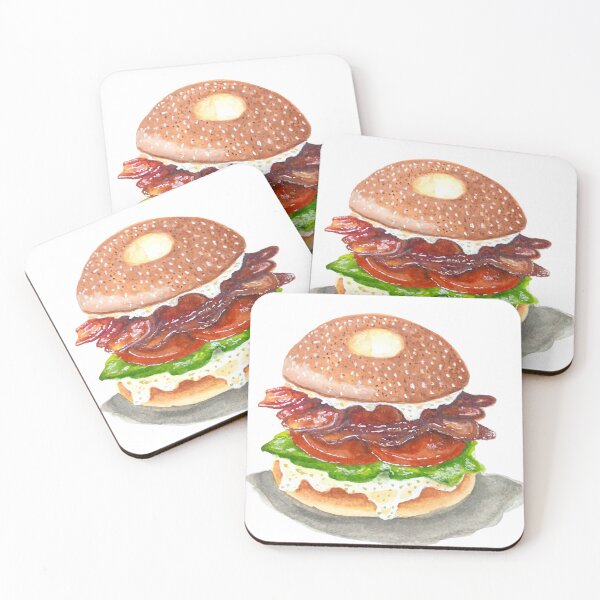 Item preview, Bagel Sandwich Bacon – Watercolor Food Art designed and sold by Lyannaadesign.