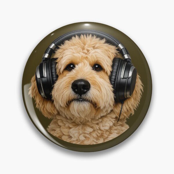 Item preview, Realistic Goldendoodle Dog Wearing Headphones Music Lover Art designed and sold by CreativeArtistL.