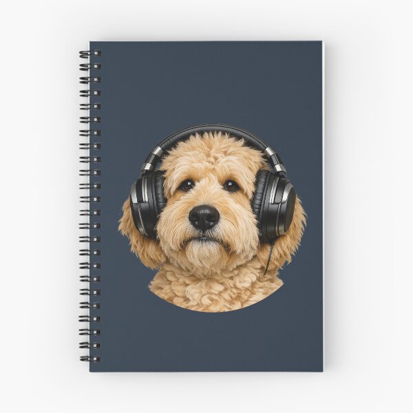 Item preview, Realistic Goldendoodle Dog Wearing Headphones Music Lover Art designed and sold by CreativeArtistL.