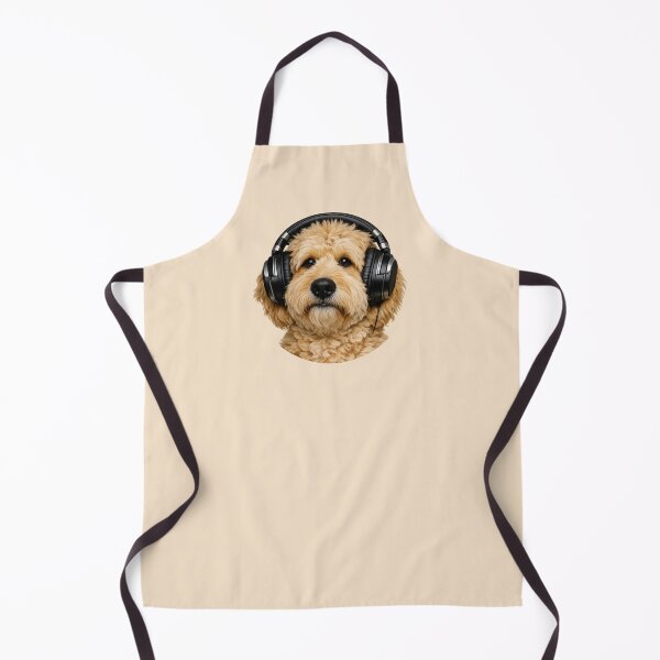Item preview, Realistic Goldendoodle Dog Wearing Headphones Music Lover Art designed and sold by CreativeArtistL.