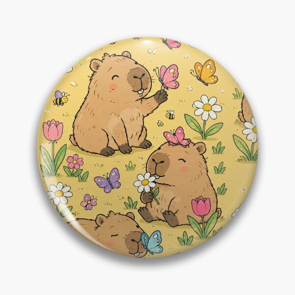 Item preview, Capybara Butterfly Garden Pattern designed and sold by Soft Berry Studio.