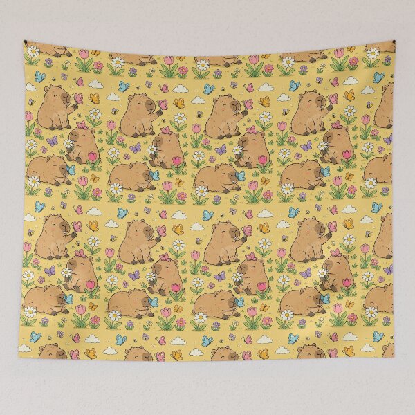 Item preview, Capybara Butterfly Garden Pattern designed and sold by Soft Berry Studio.