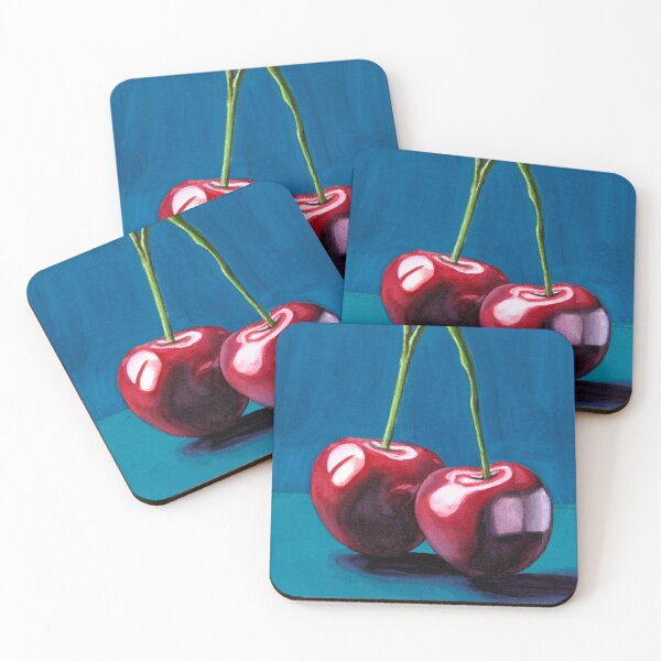 Item preview, Red Cherries Still Life: Watercolour and Gouache Study designed and sold by ArithraStudio.