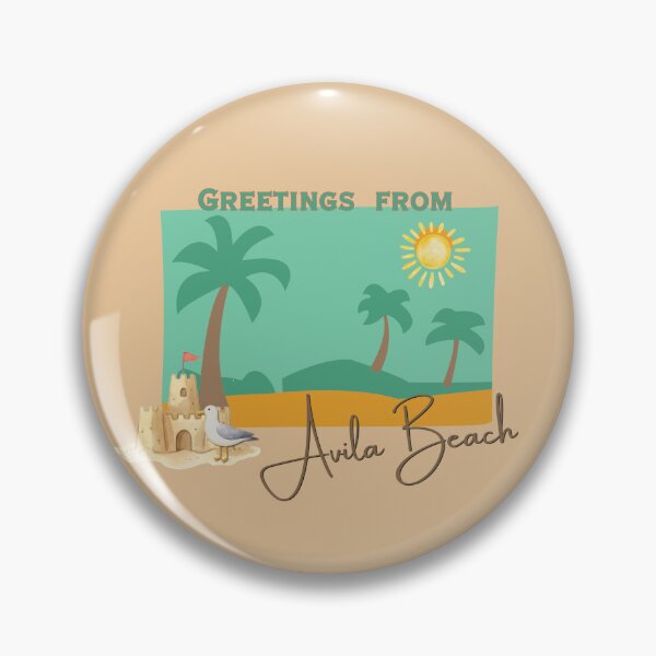 Item preview, Greetings from Avila Beach Postcard Design | California Coast Retro Beach Art designed and sold by DonnaRaine.