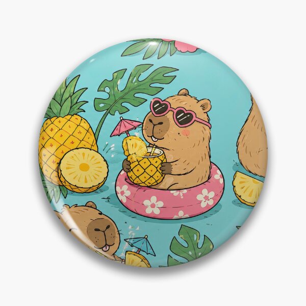 Item preview, Capybara Pineapple Drink Pattern designed and sold by Soft Berry Studio.
