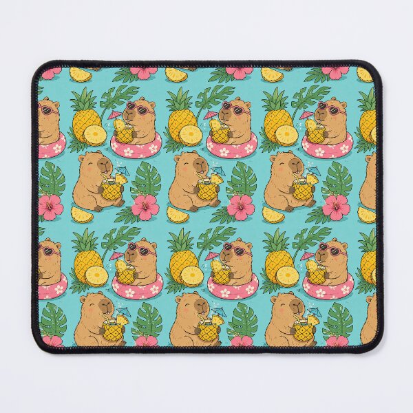 Item preview, Capybara Pineapple Drink Pattern designed and sold by Soft Berry Studio.