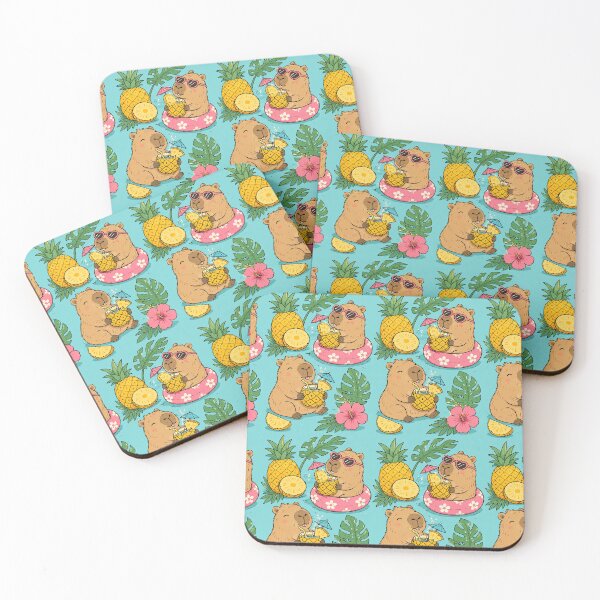 Item preview, Capybara Pineapple Drink Pattern designed and sold by Soft Berry Studio.