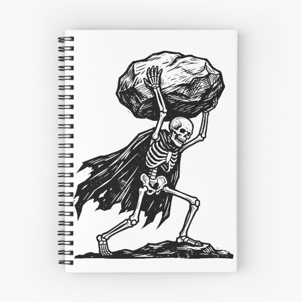Item preview, Skeleton Carrying Boulder Heavy Stone Cloak Mythology Gothic Heavy Ink Graphic designed and sold by MisteryDesigner.