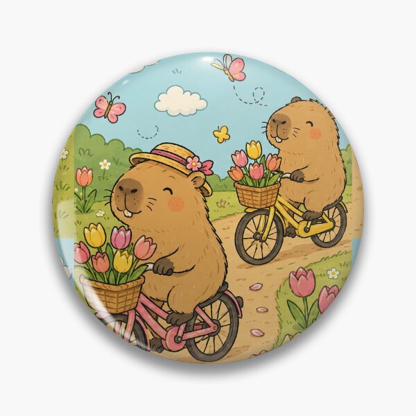 Item preview, Capybara Tulip Bicycle Pattern designed and sold by Soft Berry Studio.