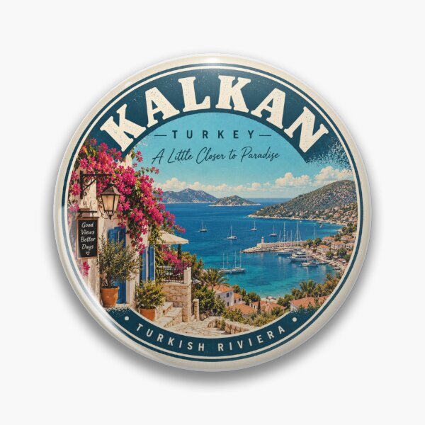 Item preview, Kalkan Turkey Vintage Travel Badge – Turkish Riviera Retro Souvenir designed and sold by DreamPaw Studio.
