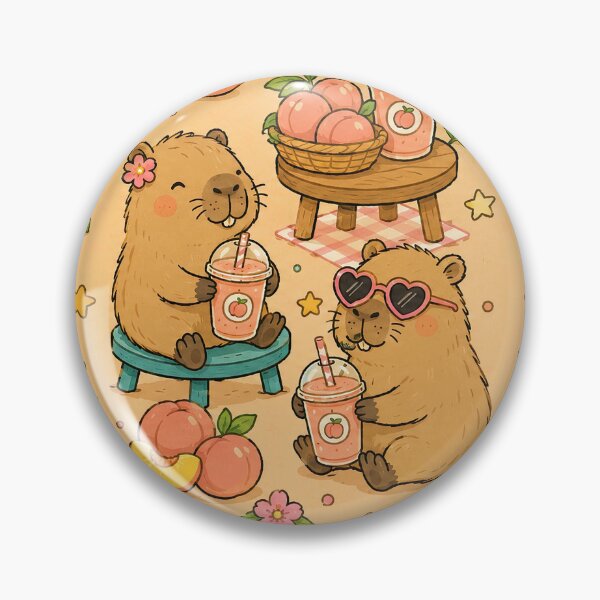 Item preview, Capybara Peach Smoothie Pattern designed and sold by Soft Berry Studio.