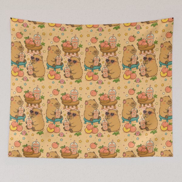 Item preview, Capybara Peach Smoothie Pattern designed and sold by Soft Berry Studio.