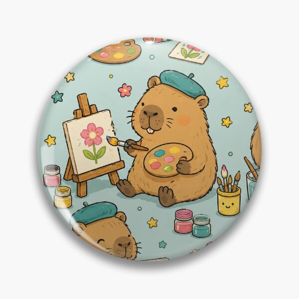 Artikelvorschau, Capybara Little Painter Muster entworfen und verkauft von Soft Berry Studio.
