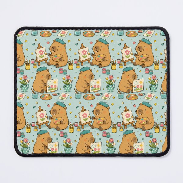 Artikelvorschau, Capybara Little Painter Muster entworfen und verkauft von Soft Berry Studio.