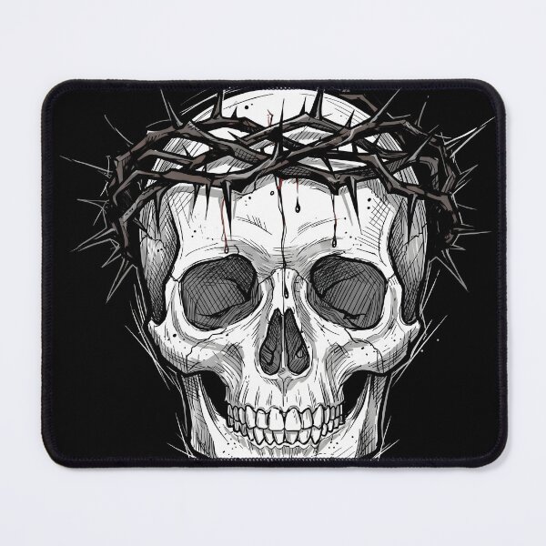 Item preview, Bleeding Skull Crown of Thorns Christian Gothic Heavy Ink Graphic designed and sold by MisteryDesigner.