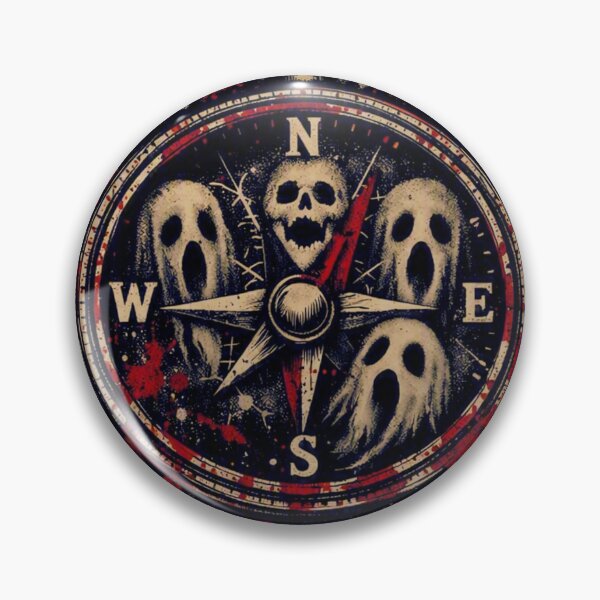 Item preview, Find Your Fear Ghostly Compass Halloween Emblem designed and sold by GabeMountainArt.