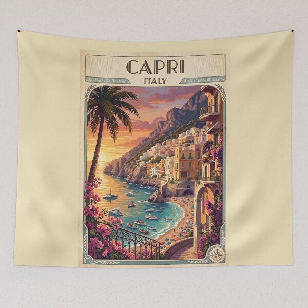 Item preview, Capri Italy Original Custom Vintage Poster Wall Art Design Pillow Gift designed and sold by Cool Robot Bro..