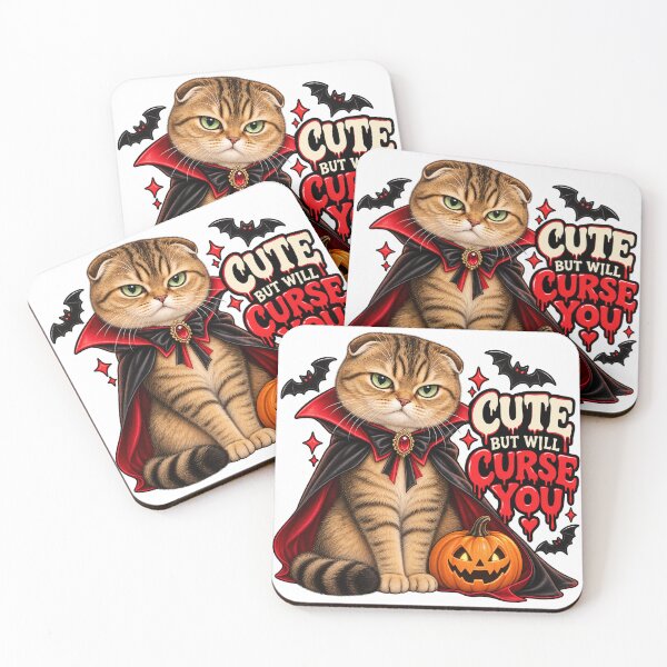 Item preview, Cute But Will Curse You – Funny Halloween Vampire Scottish Fold Cat designed and sold by NoodlesTheCat.