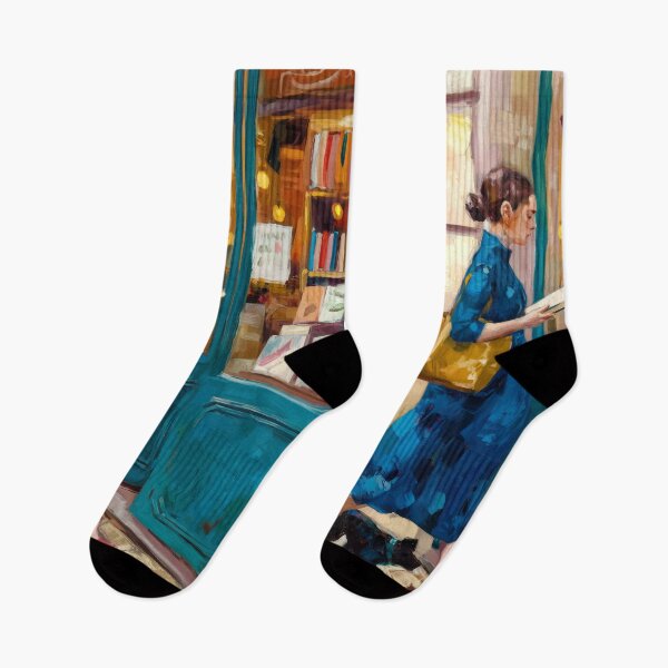 Item preview, Woman Reading Outside a Parisian Bookshop, Impressionist Painting designed and sold by CARRAANN.