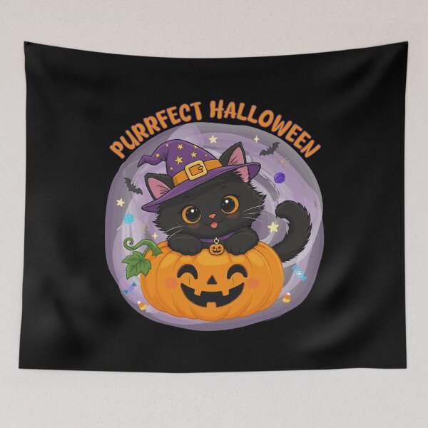 Item preview, Purrfect Halloween — Black Cat Pumpkin designed and sold by Lily's World.