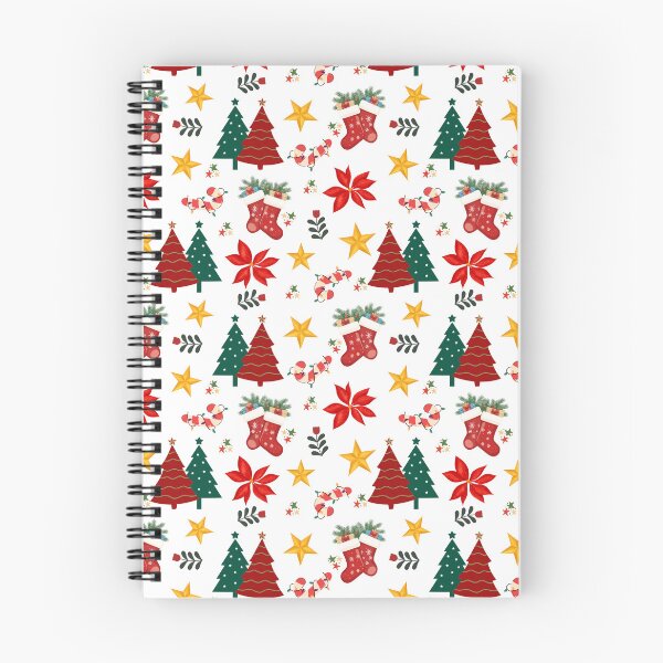 Item preview, Festive Christmas Trees, Stockings and Poinsettias Holiday Pattern designed and sold by AleksaDesignMTL.
