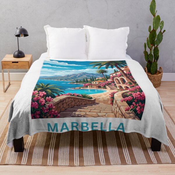 Item preview, Marbella Spain Original Custom Vintage Poster Wall Art Design Pillow Gift designed and sold by Cool Robot Bro..