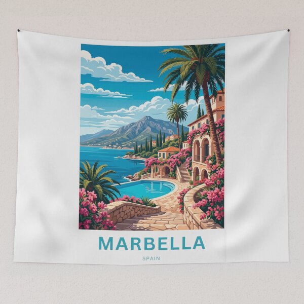 Item preview, Marbella Spain Original Custom Vintage Poster Wall Art Design Pillow Gift designed and sold by Cool Robot Bro..