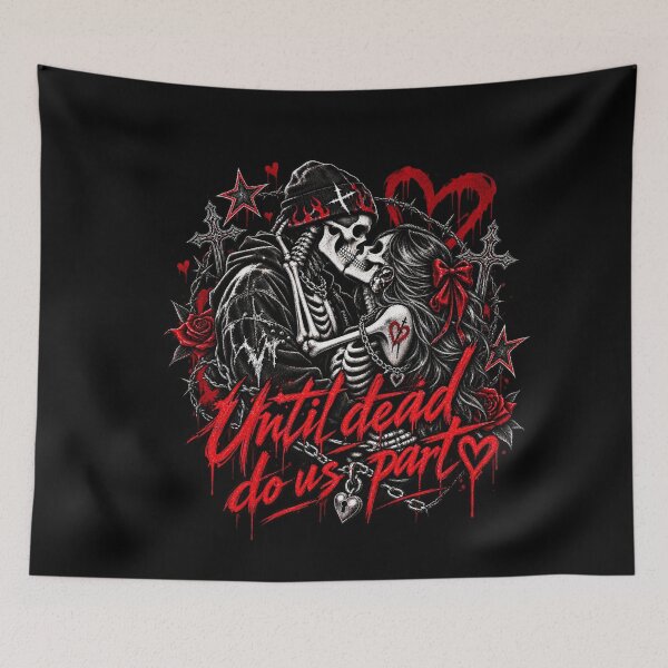 Item preview, Until Death Do Us Part - Gothic Skeleton Lovers Halloween Illustration  designed and sold by wilnickvisuals.