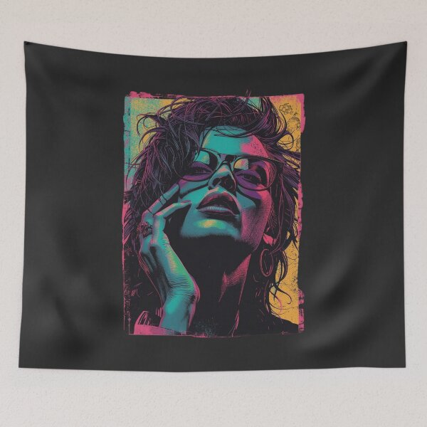 Item preview, Neon Synthwave Cyberpunk Girl Vintage designed and sold by ERODED SELF.
