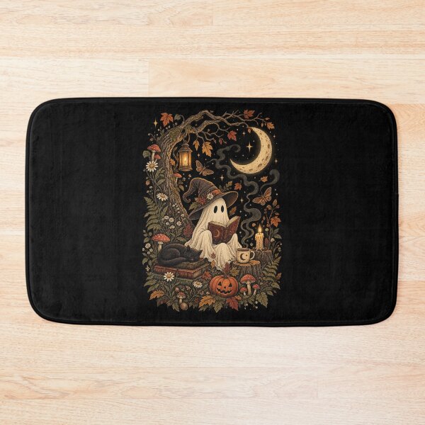 Item preview, Ghost Reading Book  Sitting Beside a Glowing Mushroom in a Magical Moonlit  designed and sold by SOUFIANE1991.