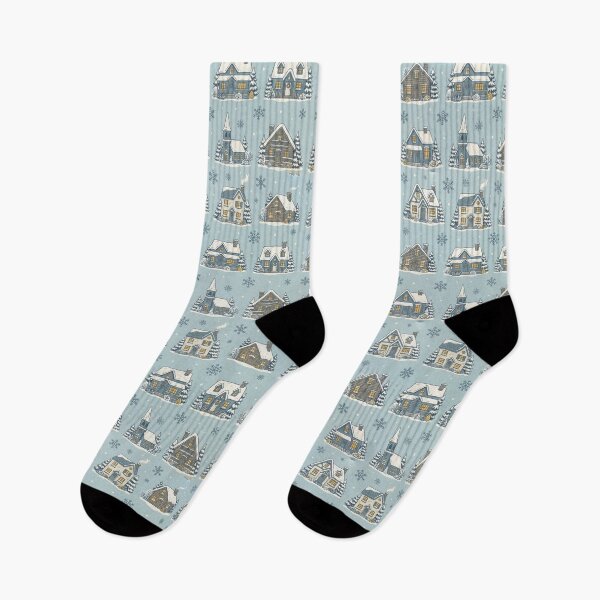 Item preview, Snowy Village - Vintage Seamless Christmas Pattern designed and sold by inkaylindesign.
