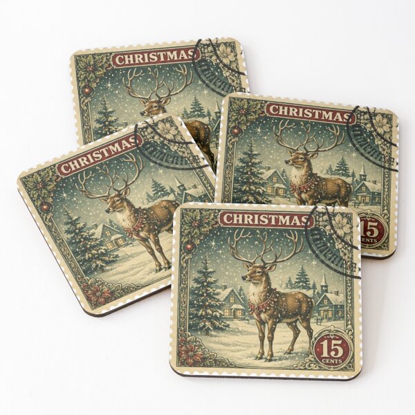 Item preview, Vintage Christmas Reindeer Postage Stamp designed and sold by Kenny8716.