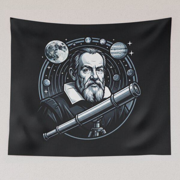 Item preview, Galileo Galilei Exploring The Cosmos With Telescope designed and sold by Owcomm.