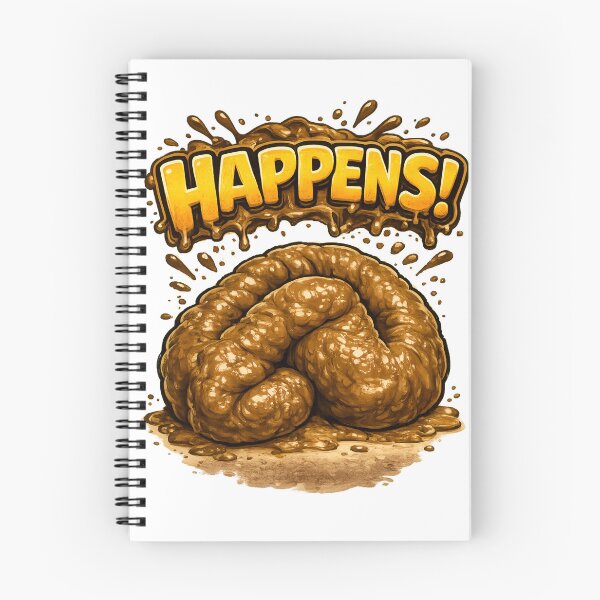 Item preview, CRAP HAPPENS!" appears in large, chunky, cartoon-style letters with bold outlines and shiny highlights. Around it are splash and drip effects, making it feel messy, exaggerated, and comic. designed and sold by EXPLOSIVE DESIGNS.