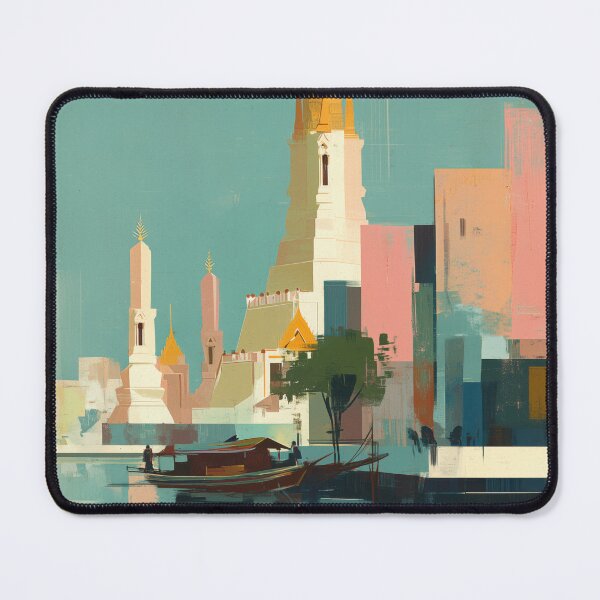 Item preview, Bangkok – Pastel Temple Skyline Travel Print, Thailand designed and sold by MarkedArtPrints.