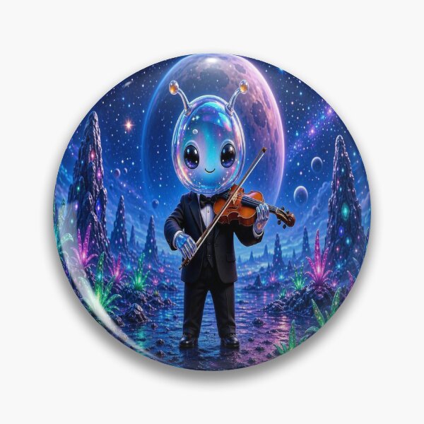 Item preview, Cute Alien Medanix - Cosmic Violinist Playing in Galaxy designed and sold by Breezes-of-Ida.