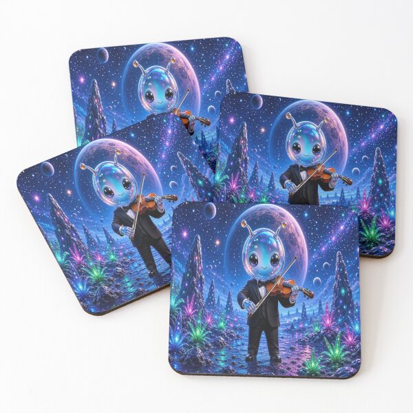 Item preview, Cute Alien Medanix - Cosmic Violinist Playing in Galaxy designed and sold by Breezes-of-Ida.