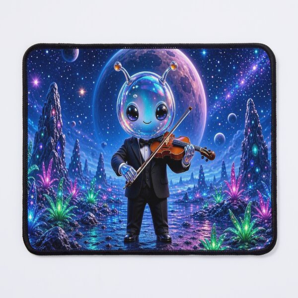 Item preview, Cute Alien Medanix - Cosmic Violinist Playing in Galaxy designed and sold by Breezes-of-Ida.