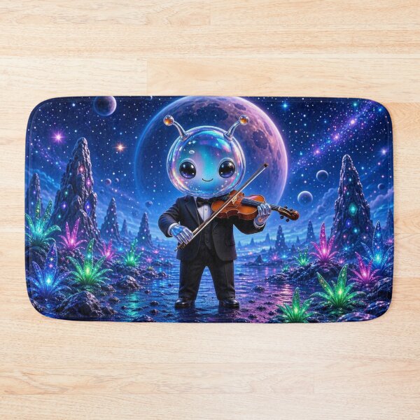 Item preview, Cute Alien Medanix - Cosmic Violinist Playing in Galaxy designed and sold by Breezes-of-Ida.
